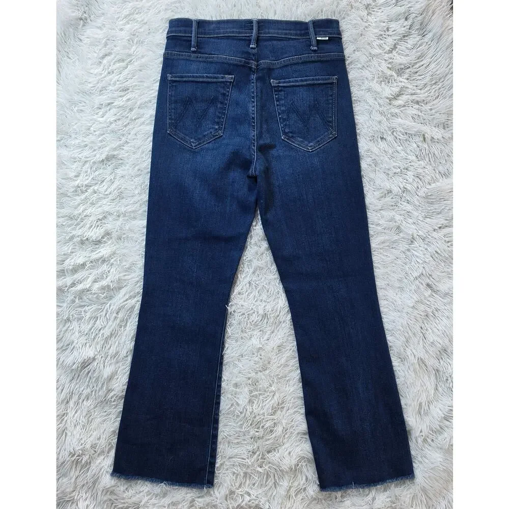 MOTHER Denim Hustler High Rise Flare Jeans Frayed Hem 28 / 6